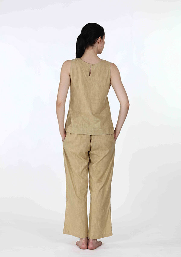 Beige Sleeveless Cotton Yoga Wear - unidra.myshopify.com