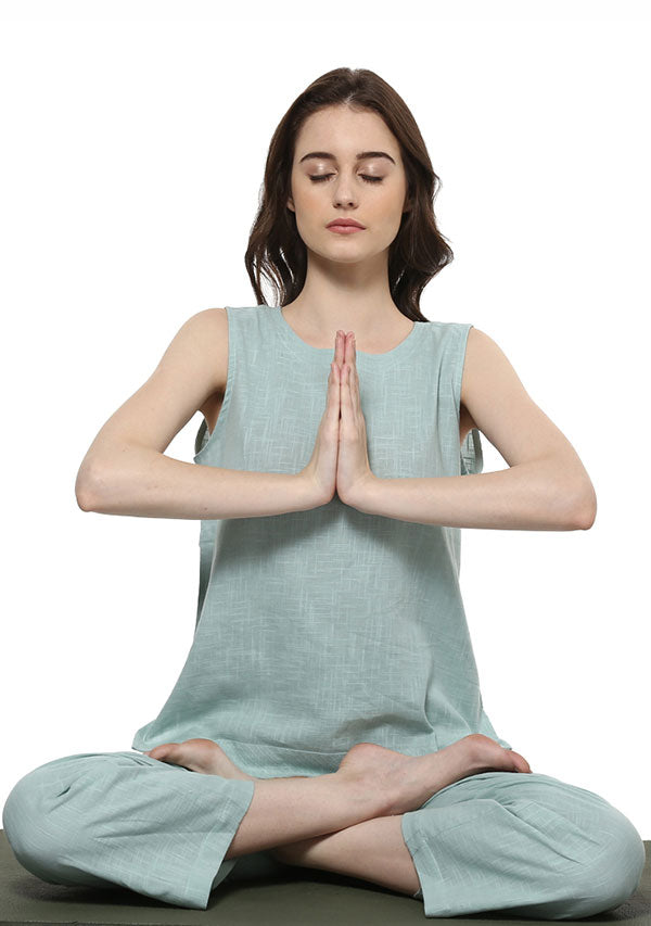 Aqua Sleeveless Cotton Yoga Wear - unidra.myshopify.com