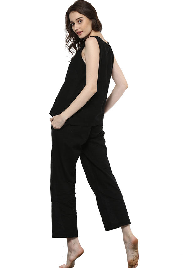 Black Sleeveless Cotton Yoga Wear - unidra.myshopify.com