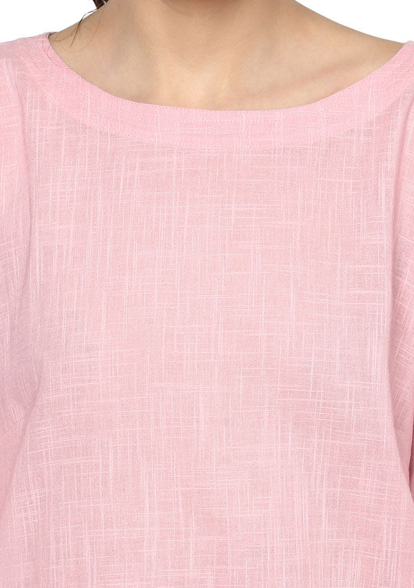 Baby Pink Cotton Yoga Wear With Sleeves - unidra.myshopify.com